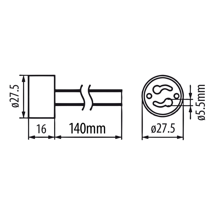 10x soclu de conectare Maclean, soclu ceramic GU10, 250V~, curent nominal maxim 2A, lungime cablu 14cm, MCE428