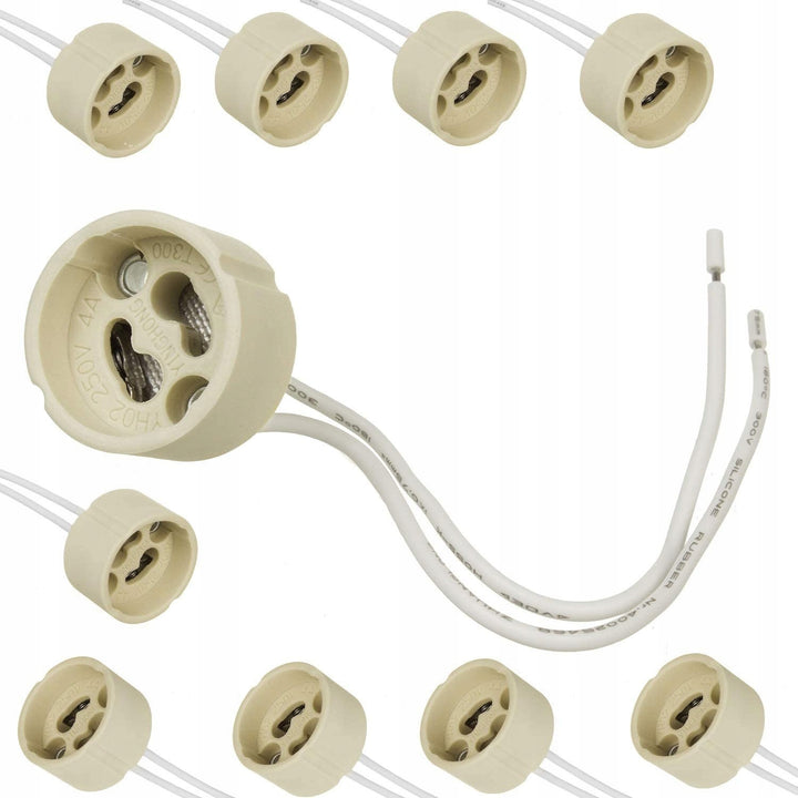 10x soclu de conectare Maclean, soclu ceramic GU10, 250V~, curent nominal maxim 2A, lungime cablu 14cm, MCE428