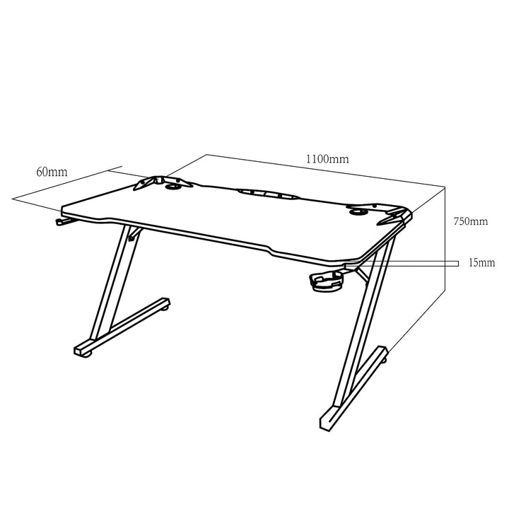 Birou gaming NanoRS RS345, 110 x 60 x 75 cm, 150 kg, negru