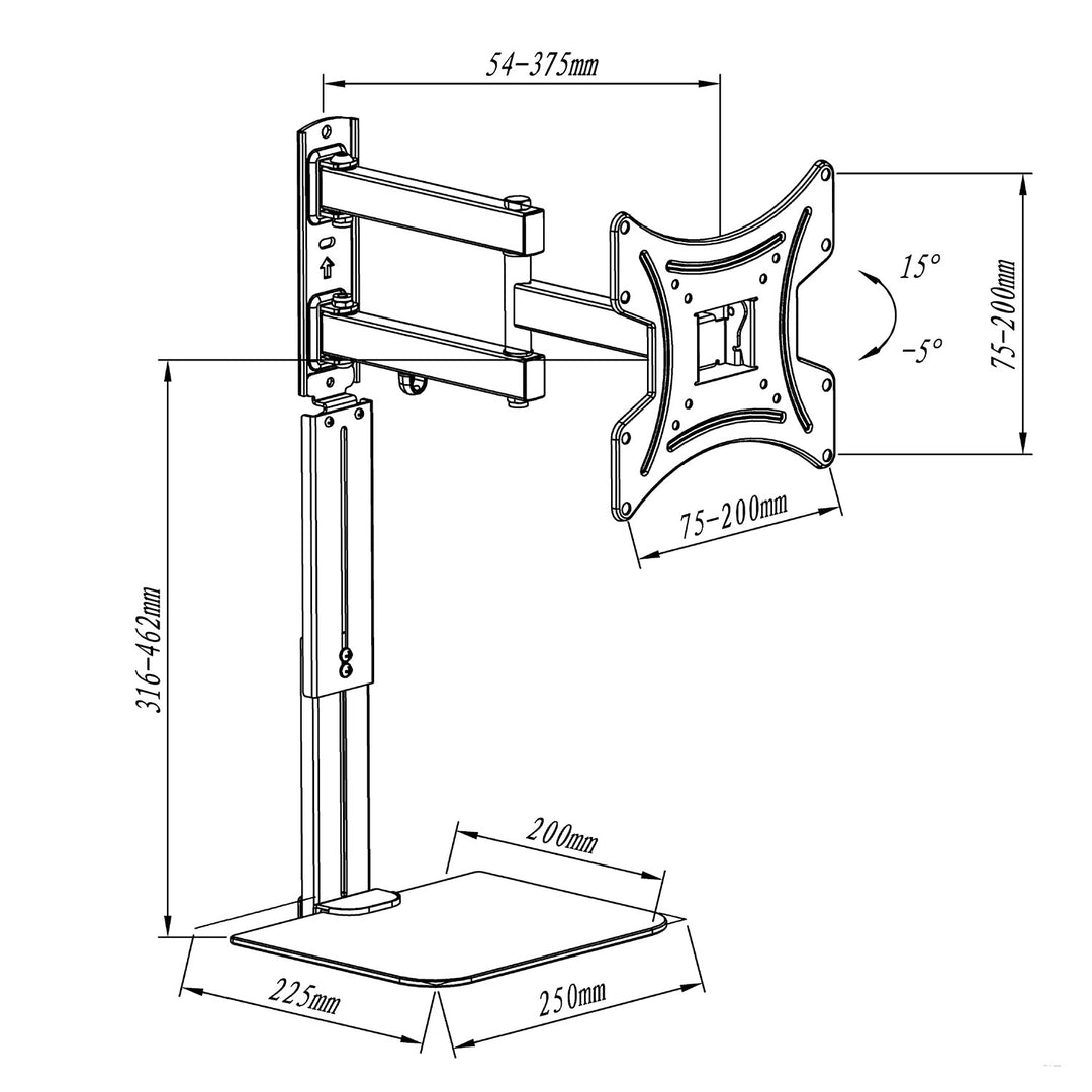 Suport TV cu raft pentru DVD, vesa 200x200 , 23"-43", 25kg, MC-771A