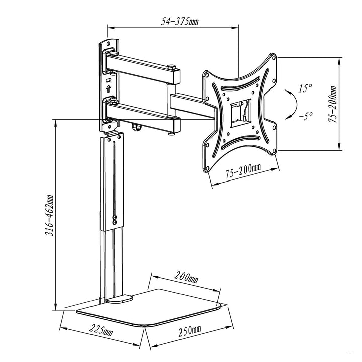 Suport TV cu raft pentru DVD, vesa 200x200 , 23"-43", 25kg, MC-771A