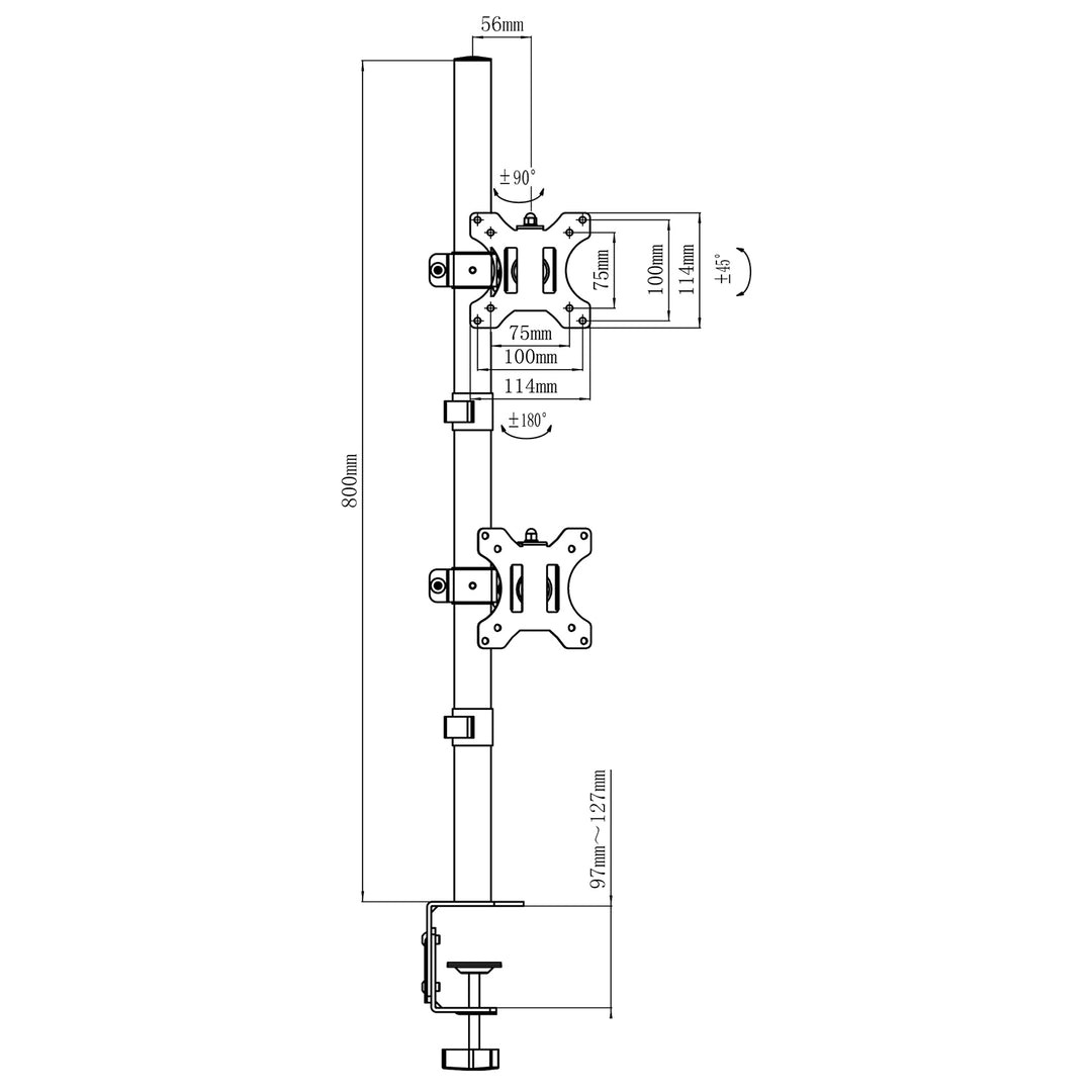 Suport pentru monitor Maclean, VESA maxim 100x100, 13-27", 9 kg, MC-966