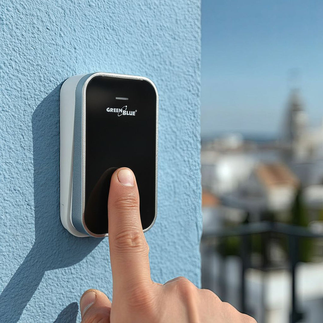 Clopot fără fir fără baterii GreenBlue kinetic kinetic, 38 de melodii, negru, rază de acțiune până la 200 m, IP44, GB157 B