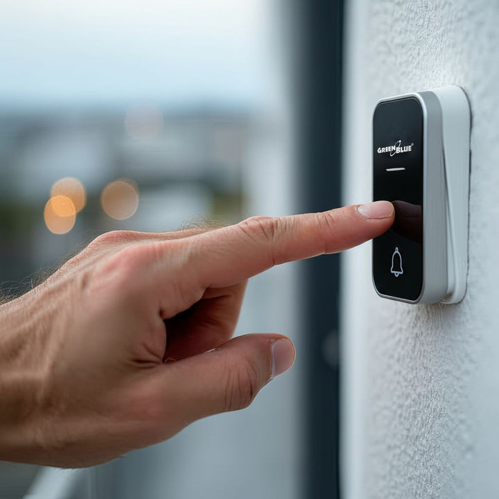 Clopot fără fir fără baterii GreenBlue kinetic kinetic, 38 de melodii, negru, rază de acțiune până la 200 m, IP44, GB157 B