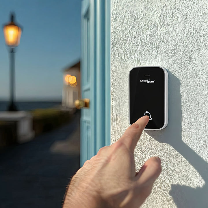 Clopot fără fir fără baterii GreenBlue kinetic kinetic, 38 de melodii, negru, rază de acțiune până la 200 m, IP44, GB157 B