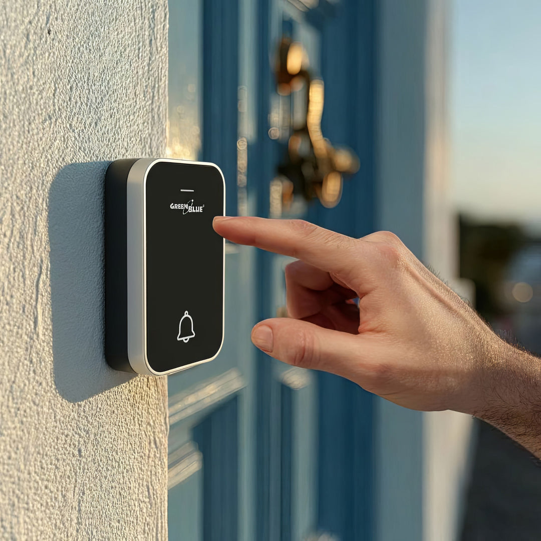 Clopot fără fir fără baterii GreenBlue kinetic kinetic, 38 de melodii, negru, rază de acțiune până la 200 m, IP44, GB157 B