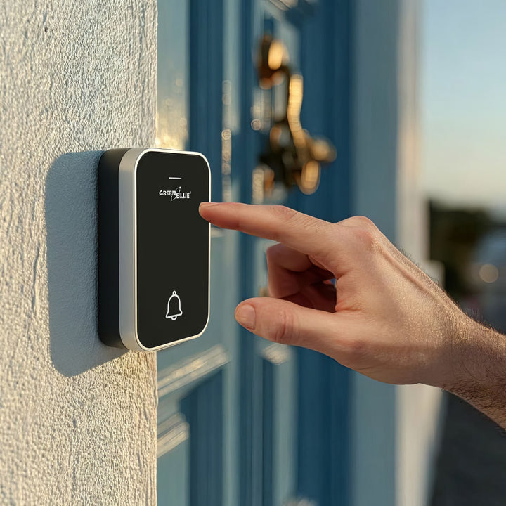 Clopot fără fir fără baterii GreenBlue kinetic kinetic, 38 de melodii, negru, rază de acțiune până la 200 m, IP44, GB157 B