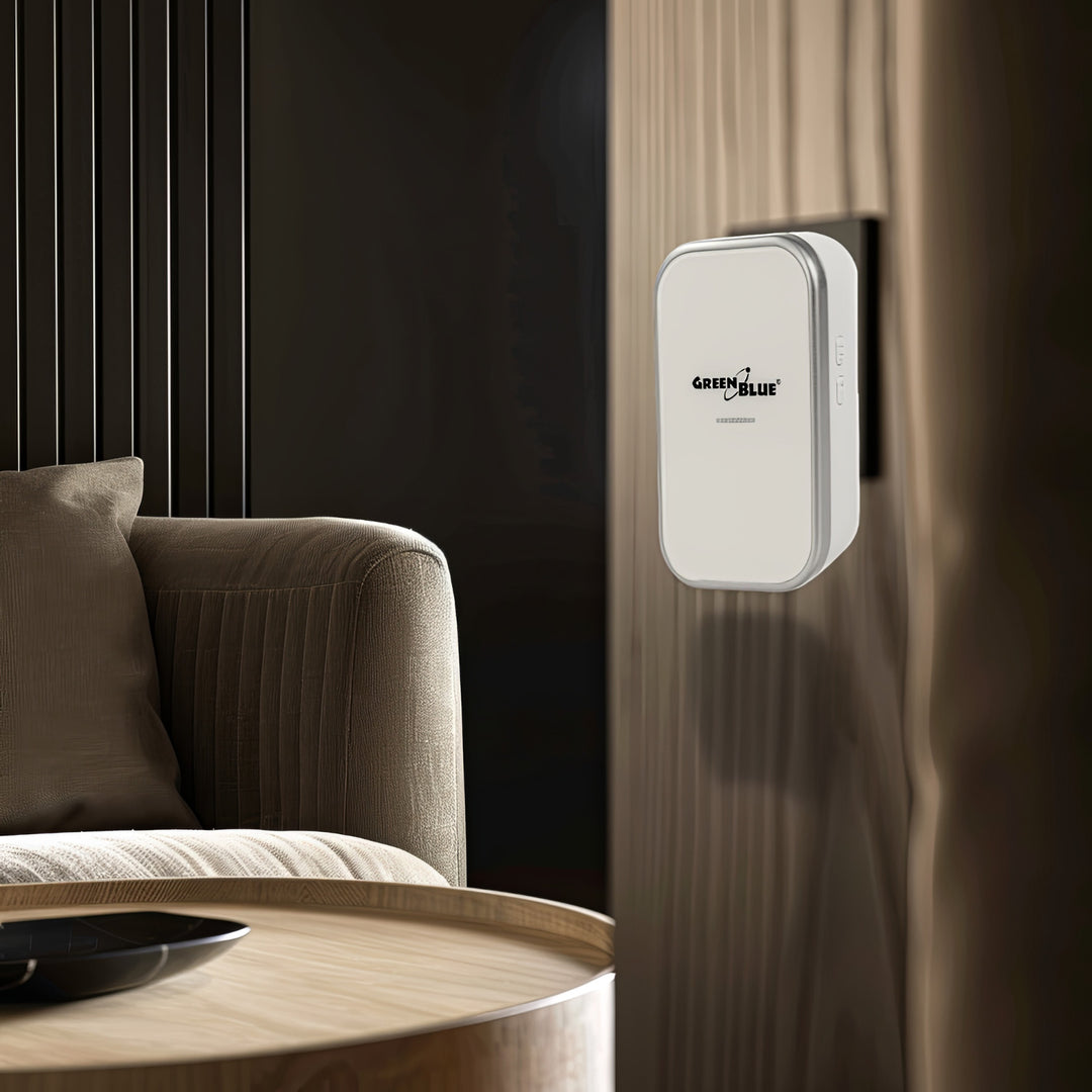 Clopot fără fir fără baterii GreenBlue kinetic, 38 de melodii, alb, rază de acțiune până la 200 m, IP44, GB157 W