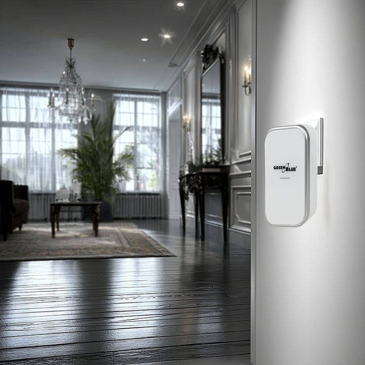 Clopot fără fir fără baterii GreenBlue kinetic, 38 de melodii, alb, rază de acțiune până la 200 m, IP44, GB157 W