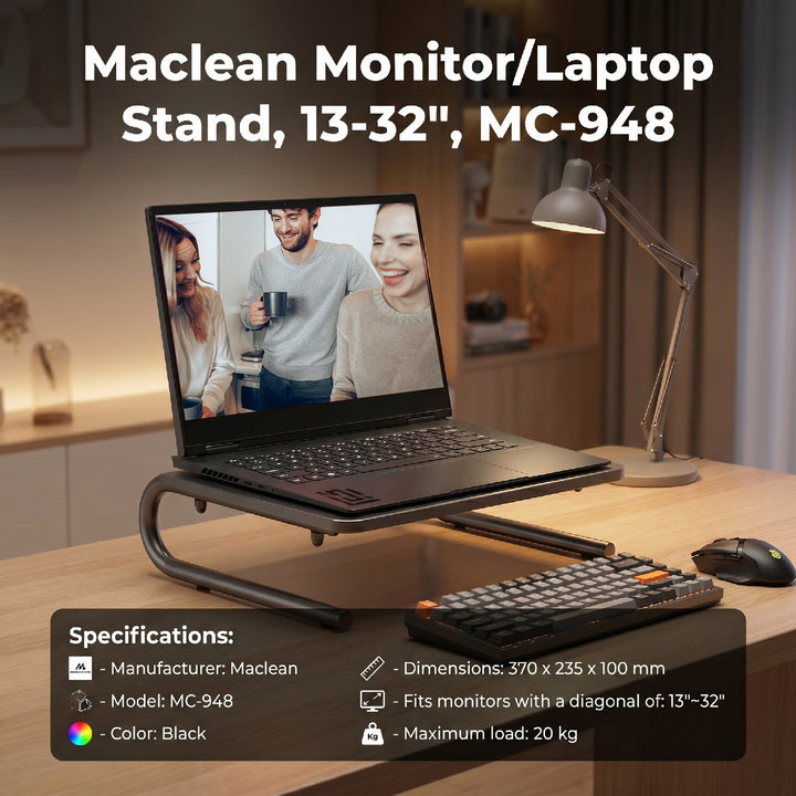 Suport pentru laptop, 13-32", MC-948, 370 x 235 x 100 mm negru