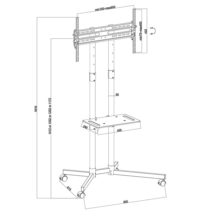 Stand TV Maclean, profesional, 32-70", pe rotile, max. VESA 600x400, max. 40 kg, MC-951