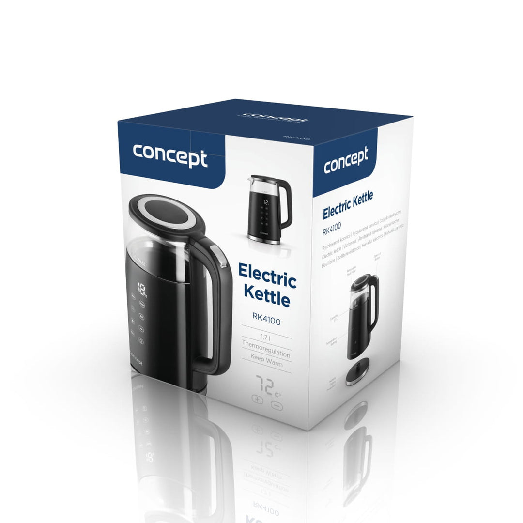 Ceainic electric din sticlă Concept de 1,7L cu control al temperaturii RK4100