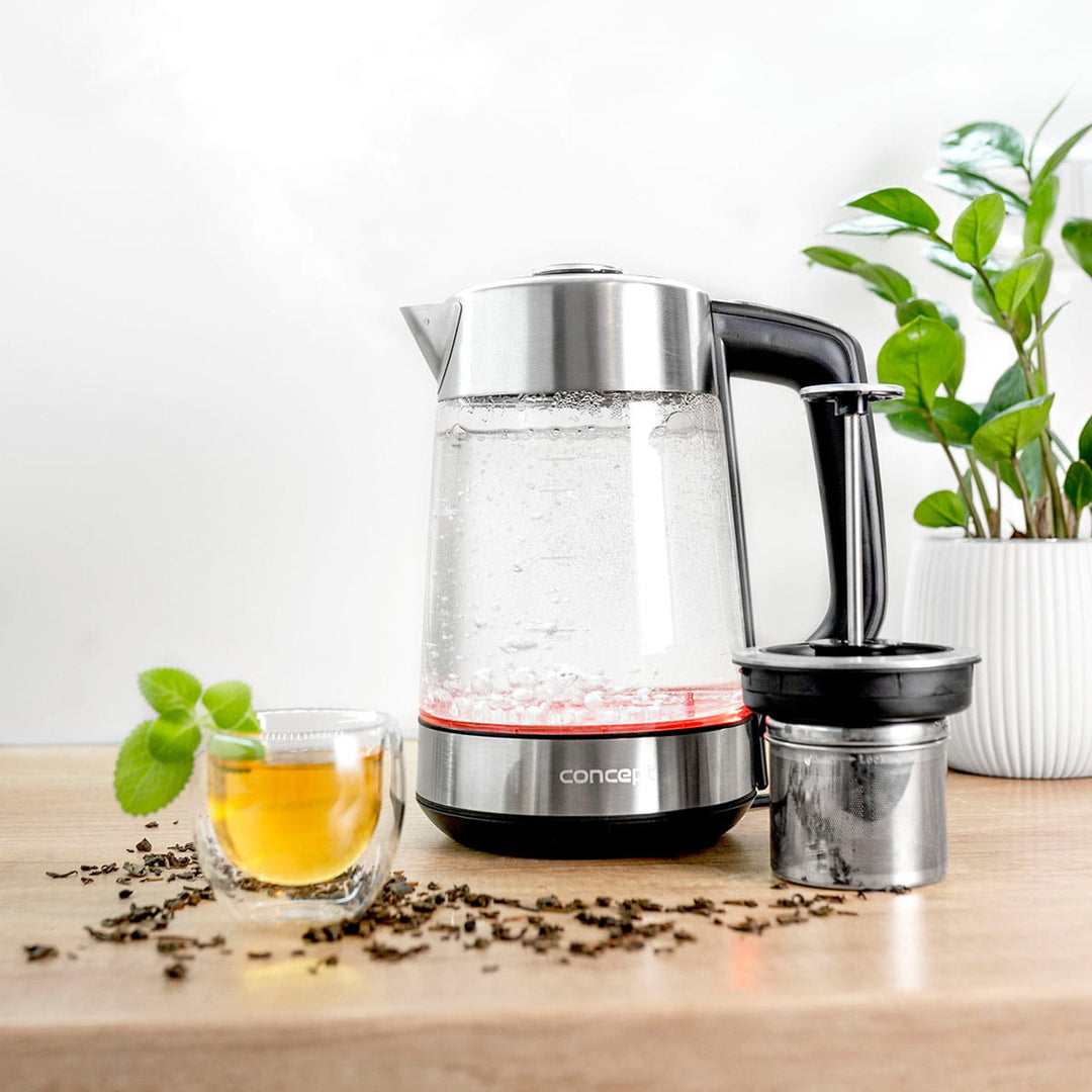 Ceainic electric Concept de sticlă de 1,7 l cu control al temperaturii și filtru de apă RK4190