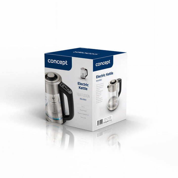 Ceainic electric Concept de sticlă de 1,7 l cu control al temperaturii și filtru de apă RK4190