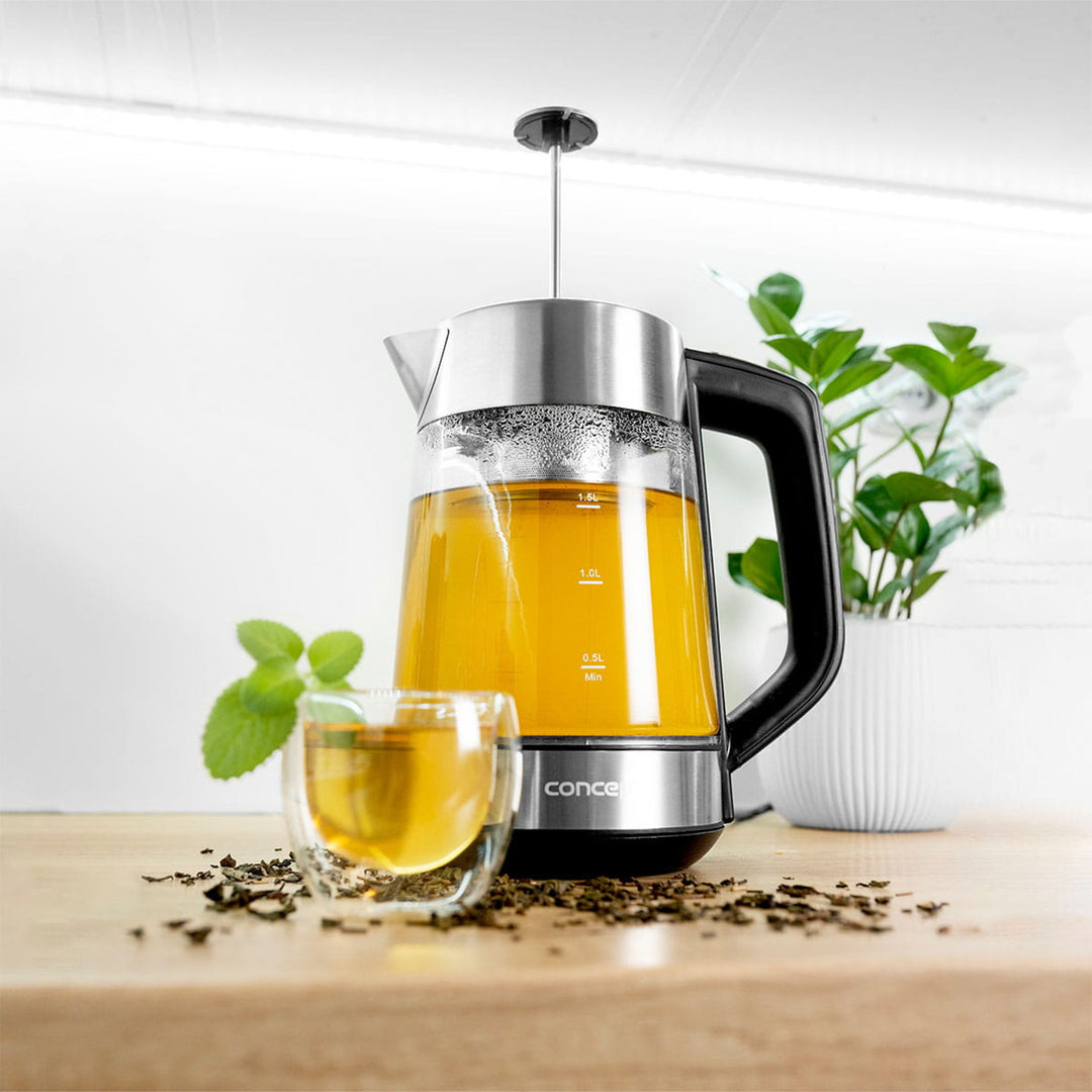 Ceainic electric Concept de sticlă de 1,7 l cu control al temperaturii și filtru de apă RK4190
