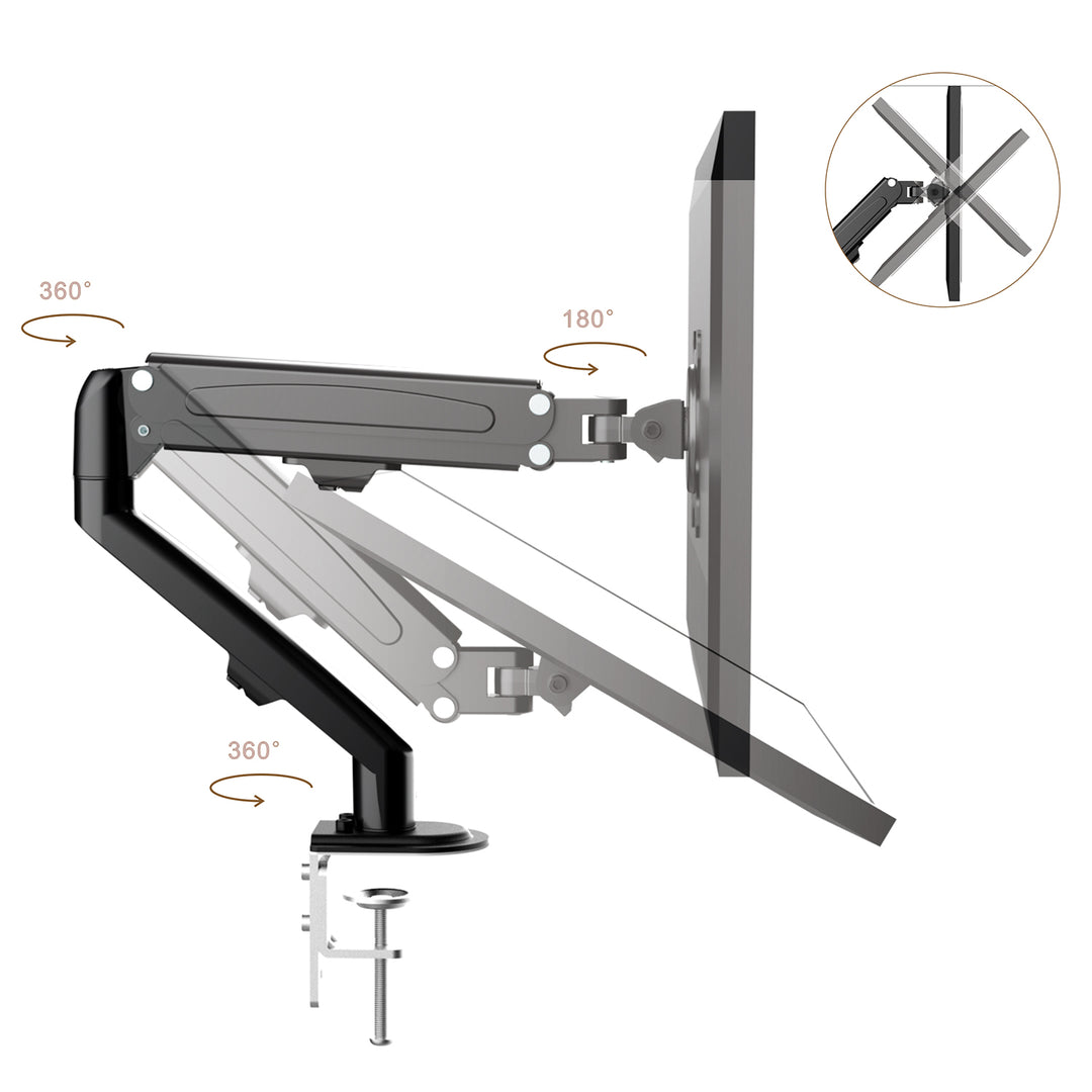 Suport pentru monitoare Maclean, arc cu gaz, 13"-27", 8 kg, negru, MC-860N