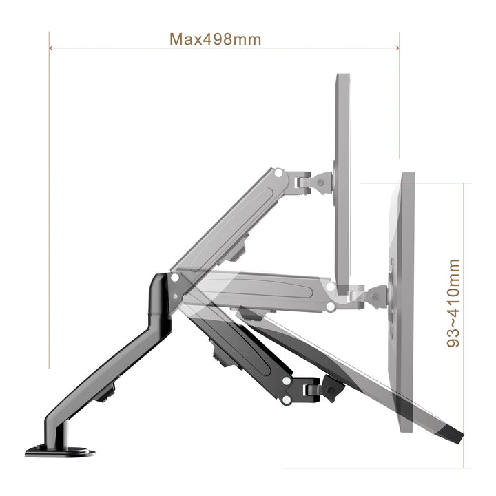 Suport pentru monitoare Maclean, arc cu gaz, 13"-27", 8 kg, negru, MC-860N