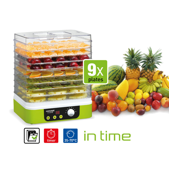 Concept uscător de ciuperci, fructe și ierburi, 9 sită, cronometru, control al temperaturii, priză UK, SO-1060 UK