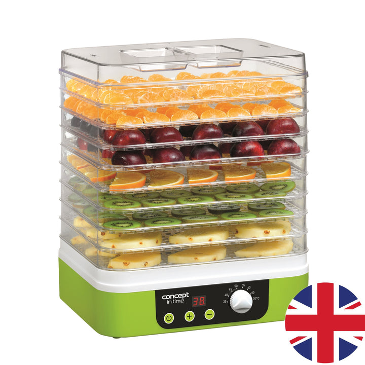 Concept uscător de ciuperci, fructe și ierburi, 9 sită, cronometru, control al temperaturii, priză UK, SO-1060 UK