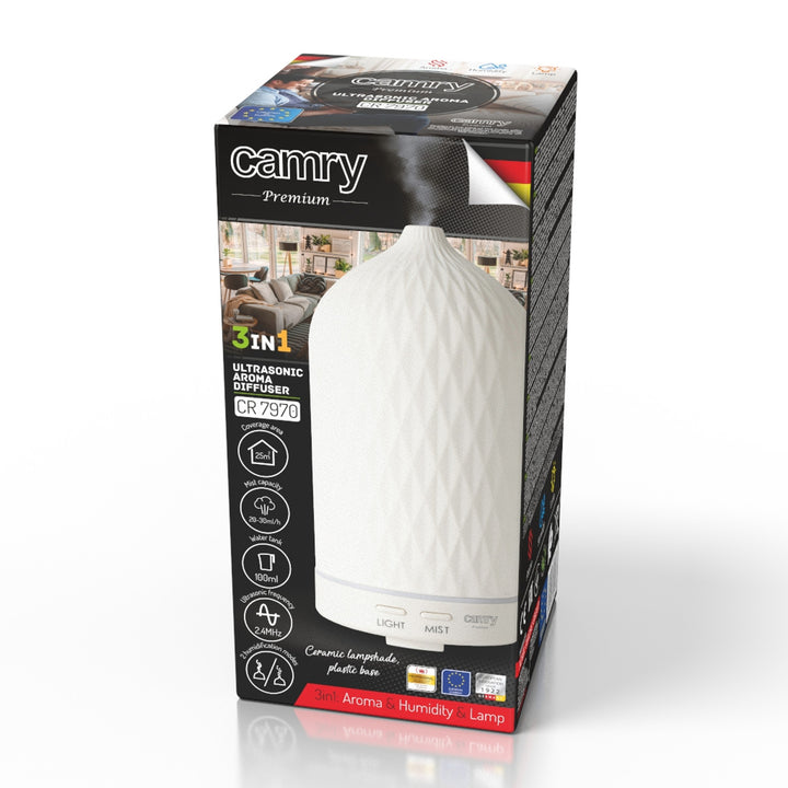 Camry CR 7970 Difuzor de aromă ceramic cu ultrasunete, 100 ml, lumină ambientală