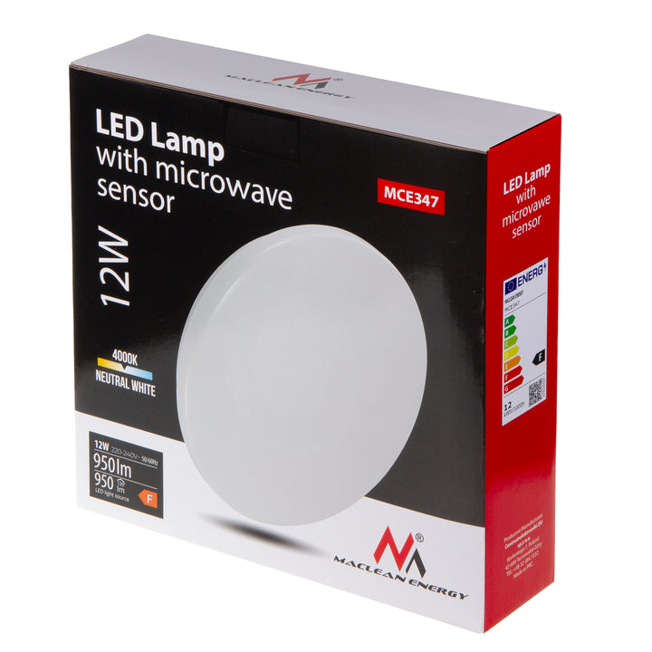 Lampă LED pentru tavan Maclean, senzor cu microunde 5.8GHz, 4000K, 12W