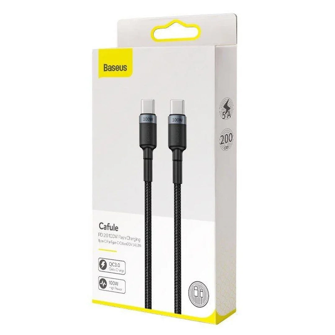 USB-C PD 2.0 200cm Baseus Cafule CATKLF-ALG1 Cablu Quick Charge 3.0 5A cu suport pentru încărcare rapidă 100W