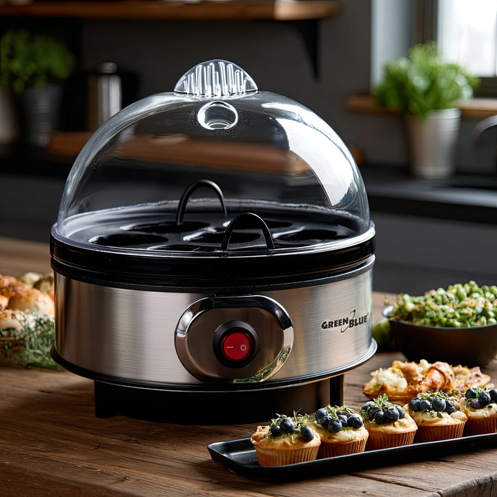 Aparat automat de gătit ouă GreenBlue, putere 400 W, până la 7 ouă, pahar de măsurare, 220-240V~, 50 Hz, GB572