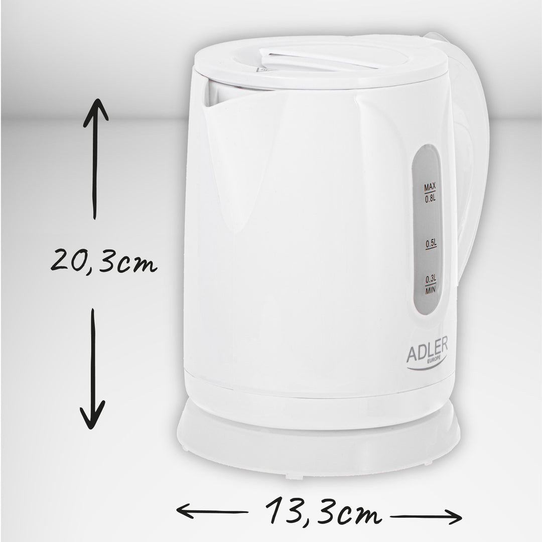 Ceainic electric fără fir Adler, capacitate 0,8 l, putere 850 W, AD1371