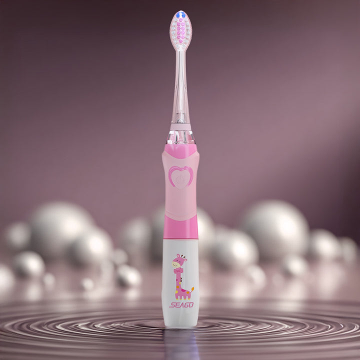 Periuță de dinți sonică pentru copii SEAGO, roz, 1xAA 1.5V (nu este inclus), 3 vârfuri, SG-977 Pink