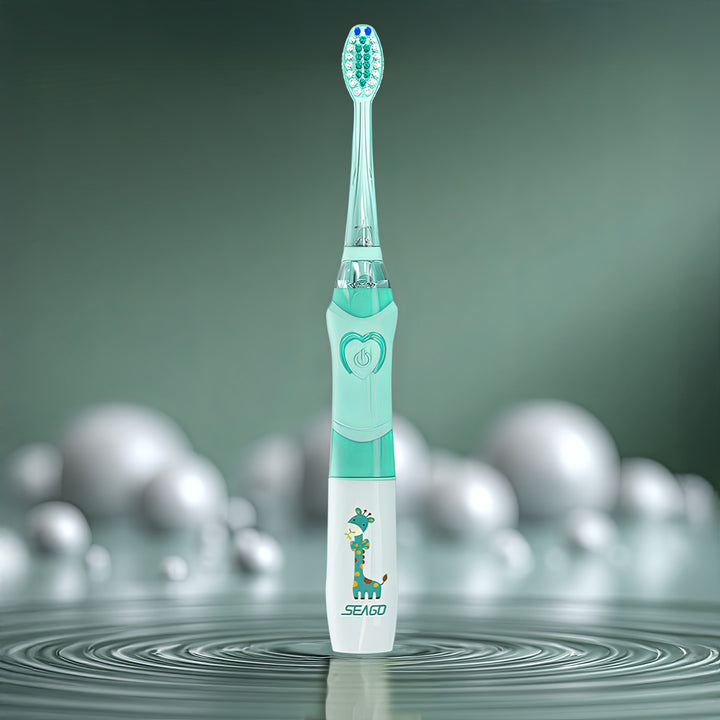 Periuță de dinți sonică pentru copii SEAGO, culoare verde, 1xAA 1.5V (nu este inclus), 3 vârfuri, SG-977 Green