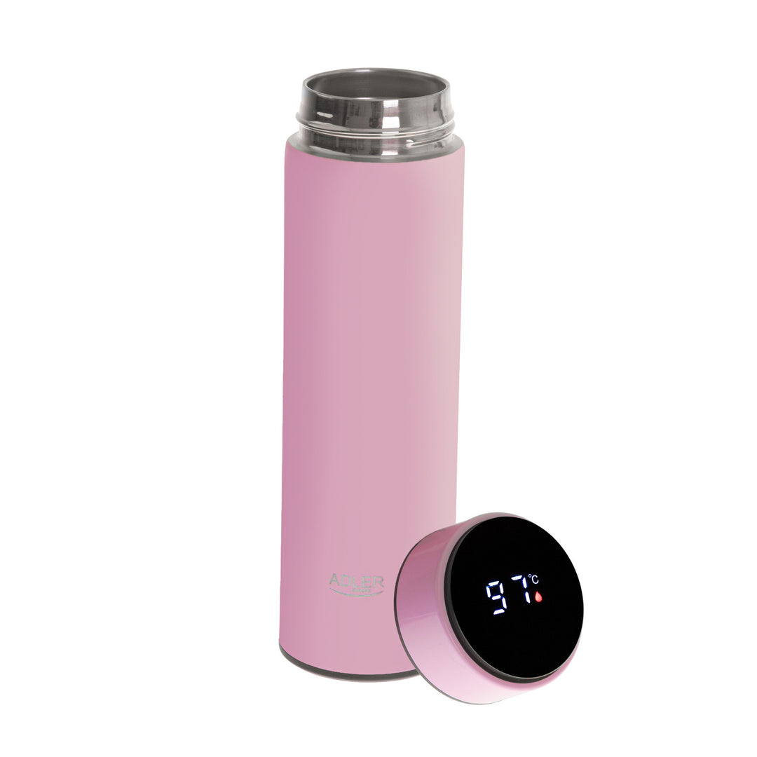 Termos Adler, ecran tactil LED, capacitate 473 ml, roz, AD 4506