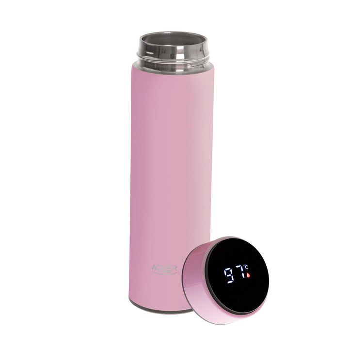 Termos Adler, ecran tactil LED, capacitate 473 ml, roz, AD 4506