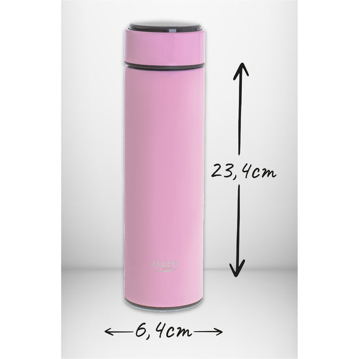 Termos Adler, ecran tactil LED, capacitate 473 ml, roz, AD 4506