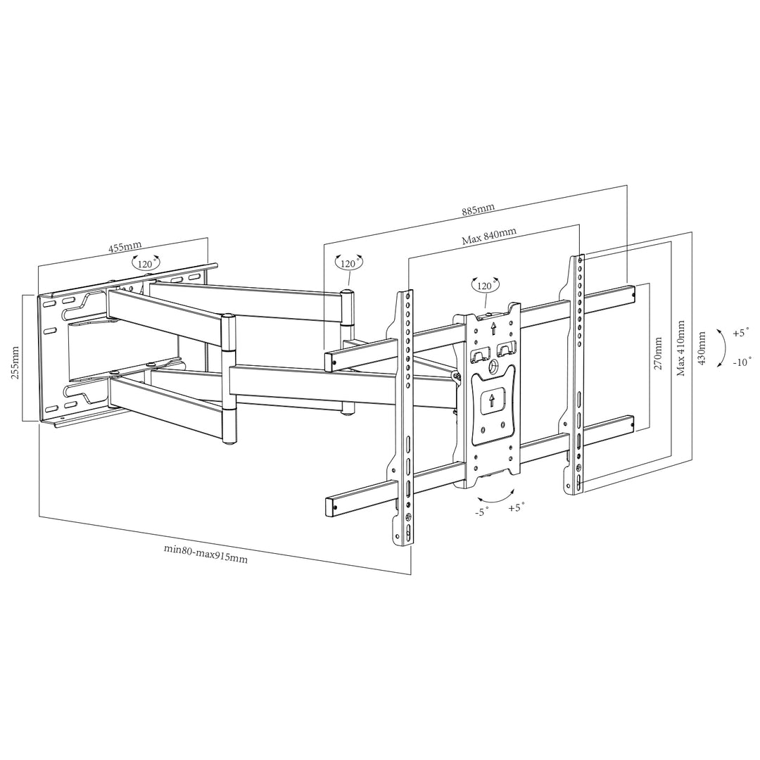 Suport TV Maclean, max VESA 800x400, 37-70", 55kg, braț lung 915mm, MC-986