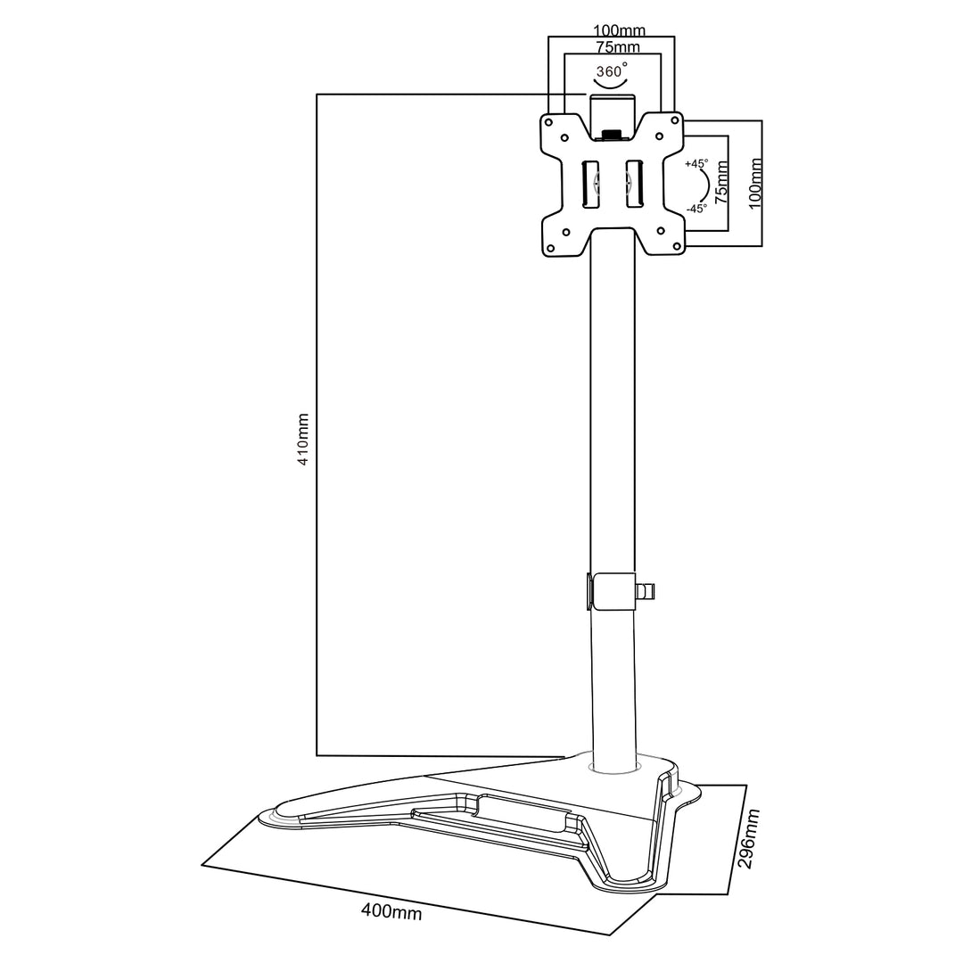 Suport monitor Maclean MC-987, VESA 100x100, 13-27", 8kg, negru