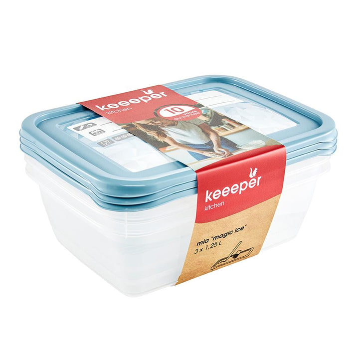 Set de 3 recipiente de 1250 ml Mia Magic Ice pentru alimente Keeeper
