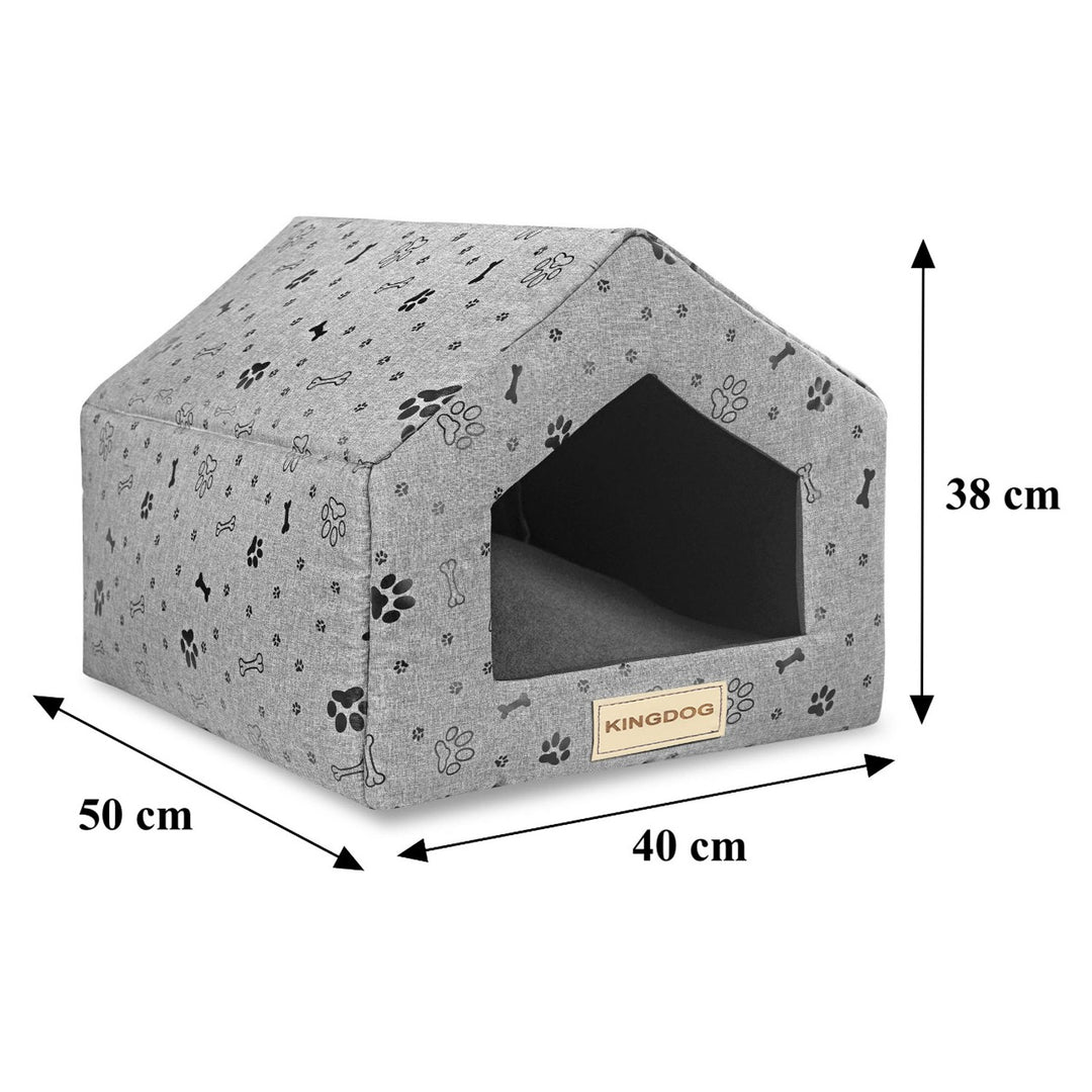 Căsuță pentru câini sau pisici 50x40x38 cm, gri, Kingdog