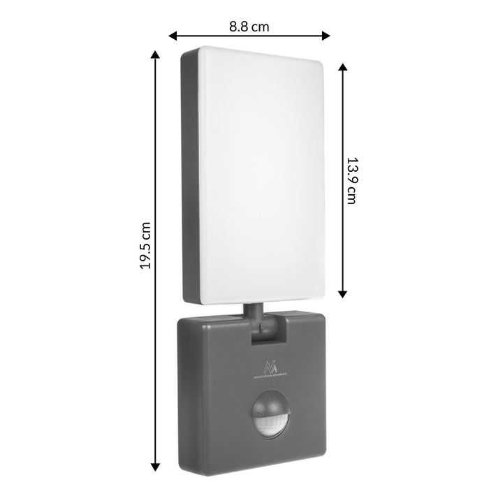 Aplica PIR pentru exterior LED, 10W, IP65, 800lm, 4000K, gri