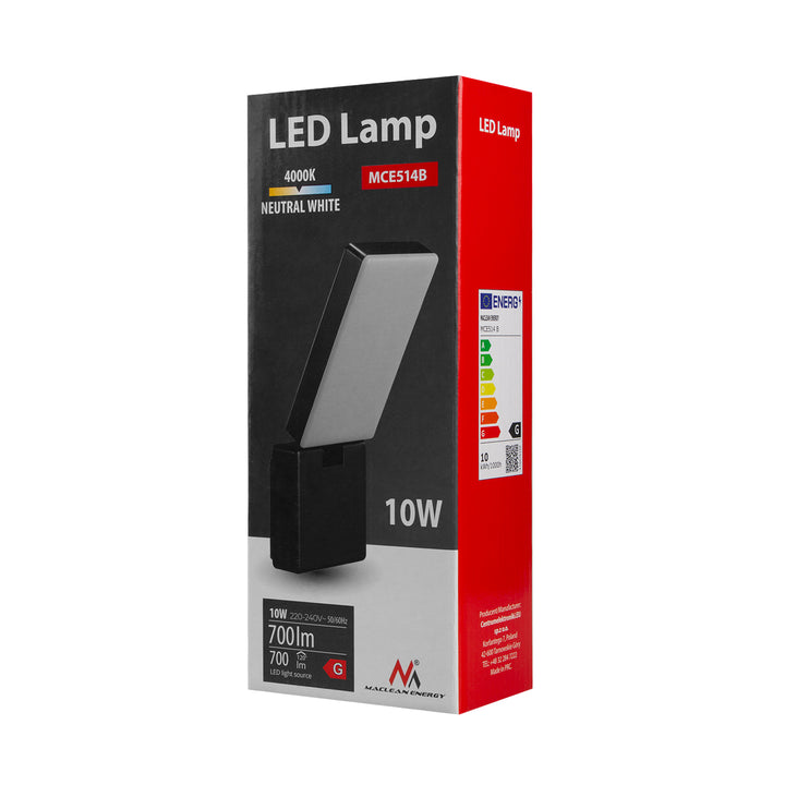 Lampa LED de exterior Maclean MCE514 B, negru, 10W, 700lm, IP65, 4000K