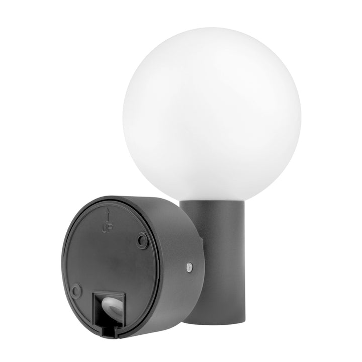 Lampa de perete Maclean MCE515 GR PIR cu senzor de mișcare LED, negru, 15W, IP65, 1600lm, 4000K