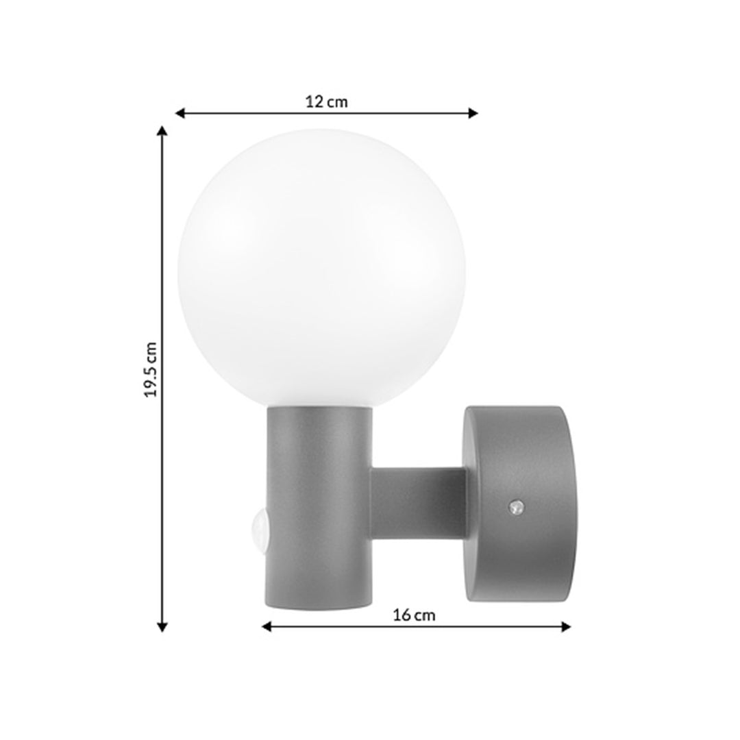 Lampa de perete Maclean MCE515 GR PIR cu senzor de mișcare LED, negru, 15W, IP65, 1600lm, 4000K