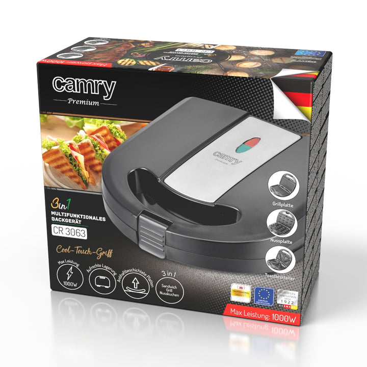 Toaster multifuncțional Camry, prăjitor de pâine, grătar, prăjitor de nuci, 1000W,