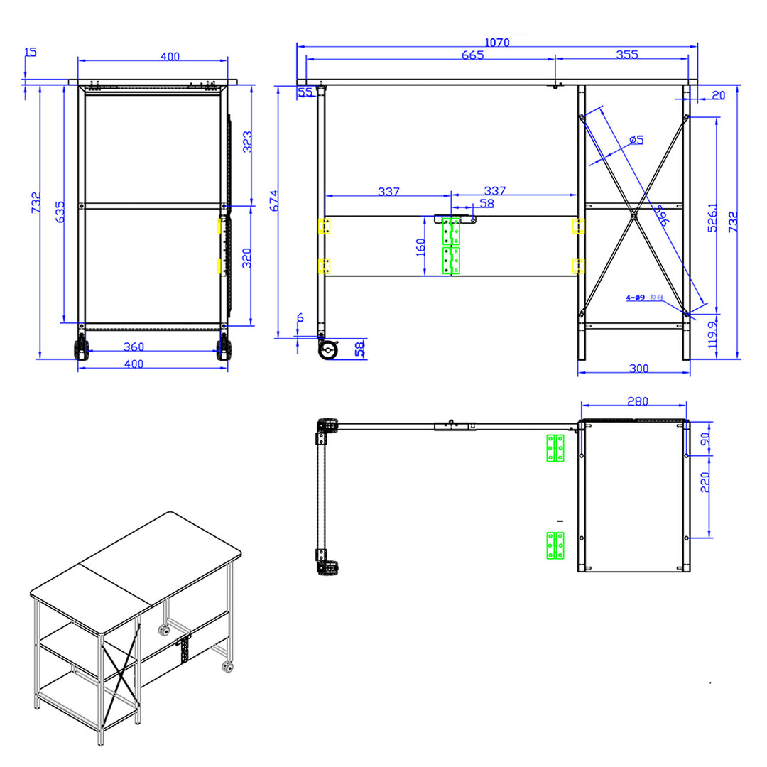 Birou pliabil Loft Maclean, dimensiuni: 107x55x75 cm, max 150 kg, cu blat, culoare nuc inchis, MC-411 B