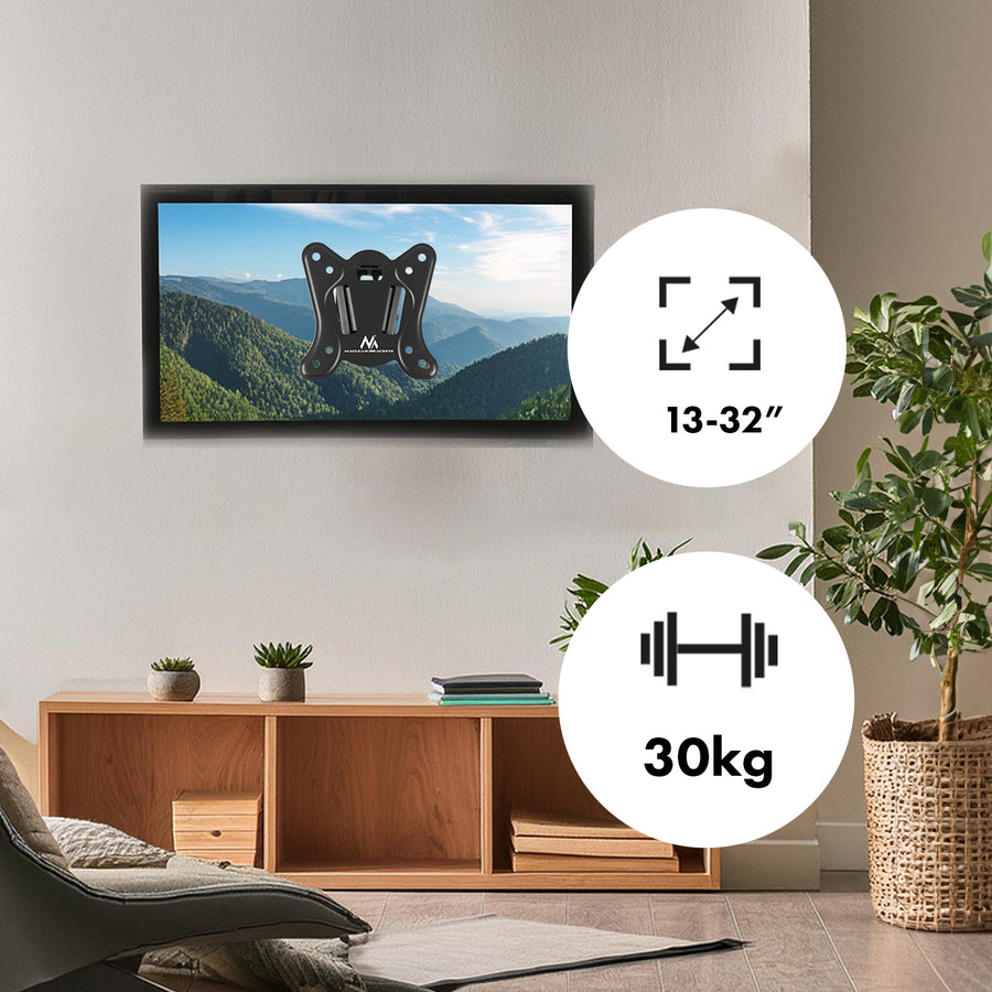 Suport TV de perete Maclean, max. VESA 100x100, 13-32", 30kg, negru, MC-415