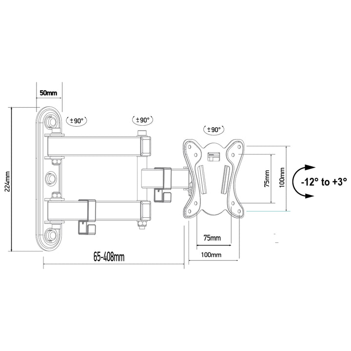 Suport TV Maclean, max. VESA 100x100, 13-32", 30kg, negru, MC-417