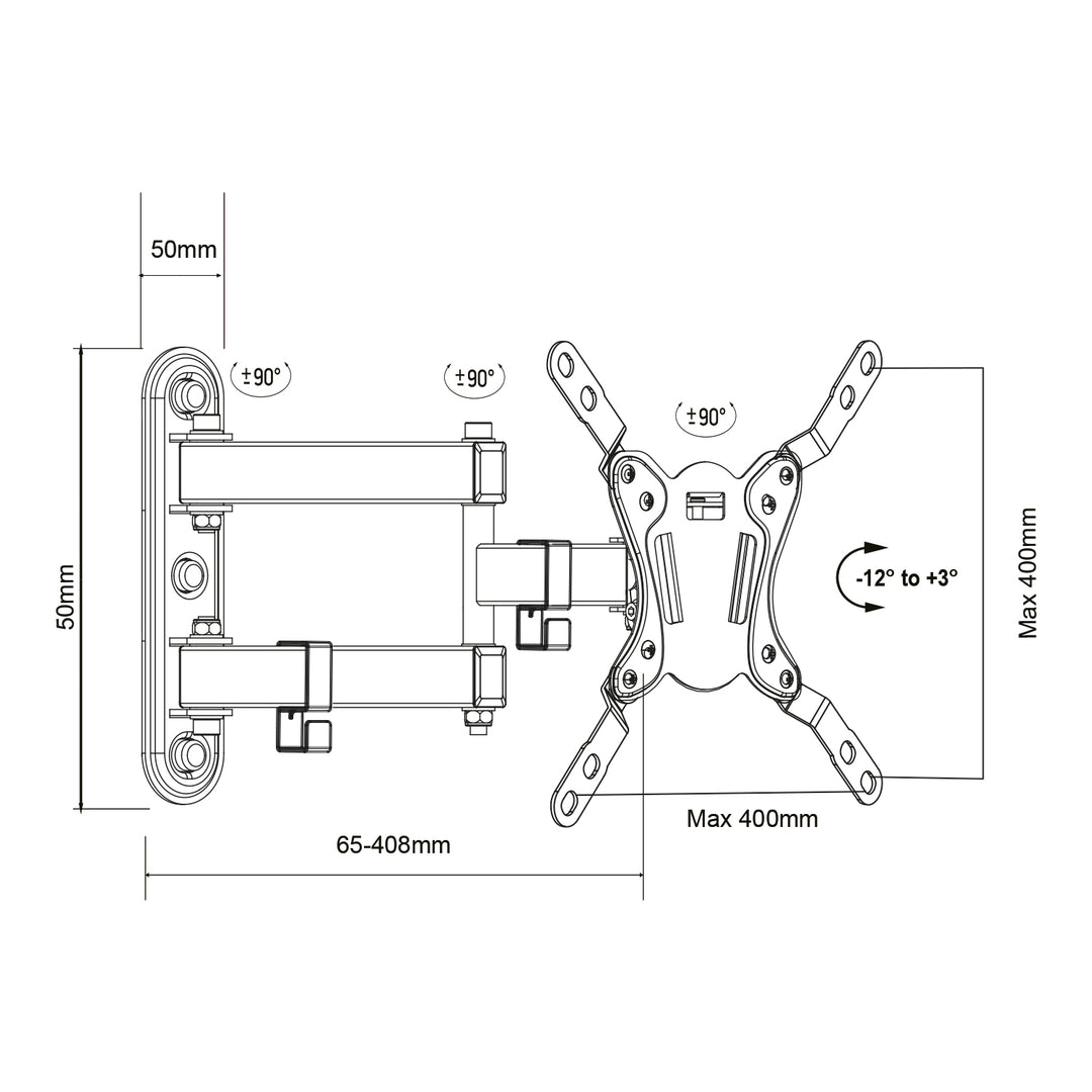 Suport TV Maclean, max. VESA 200x200, 23-43", 30kg, negru, MC-418