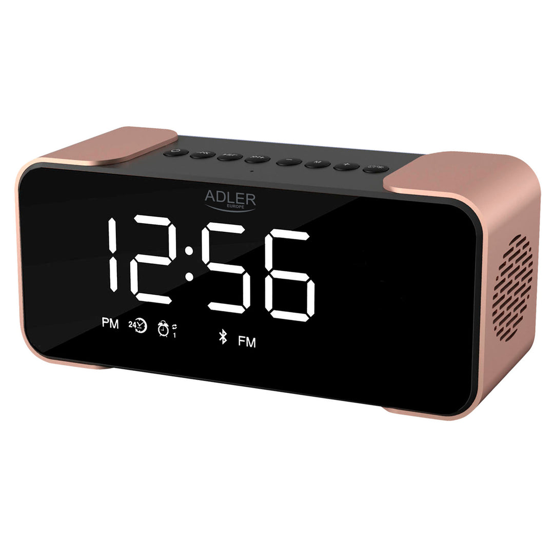 Ceas deșteptător radio fără fir din cupru cu afișaj LED și funcție Bluetooth