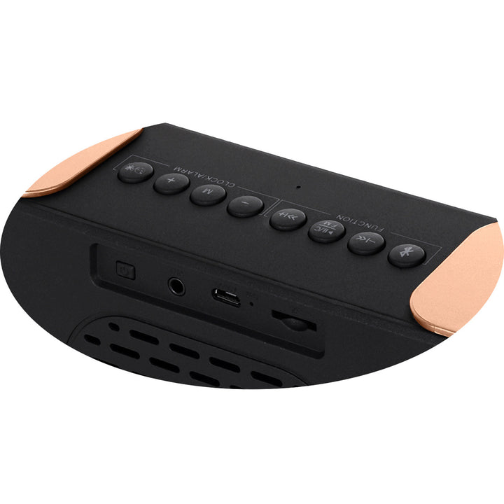 Ceas deșteptător radio fără fir din cupru cu afișaj LED și funcție Bluetooth