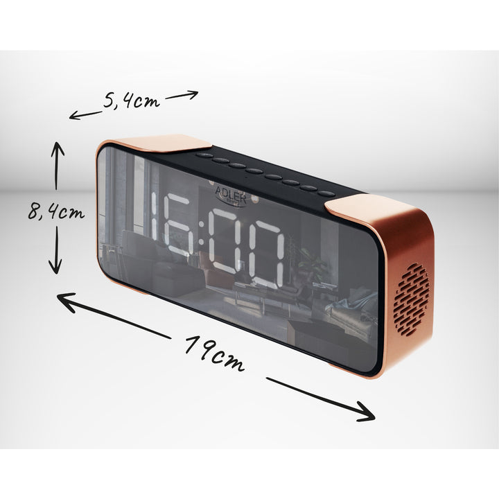 Ceas deșteptător radio fără fir din cupru cu afișaj LED și funcție Bluetooth