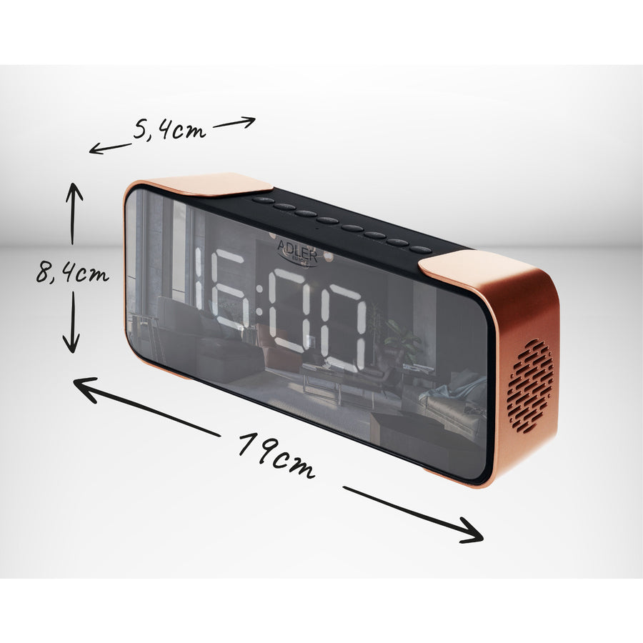 Ceas deșteptător radio fără fir din cupru cu afișaj LED și funcție Bluetooth
